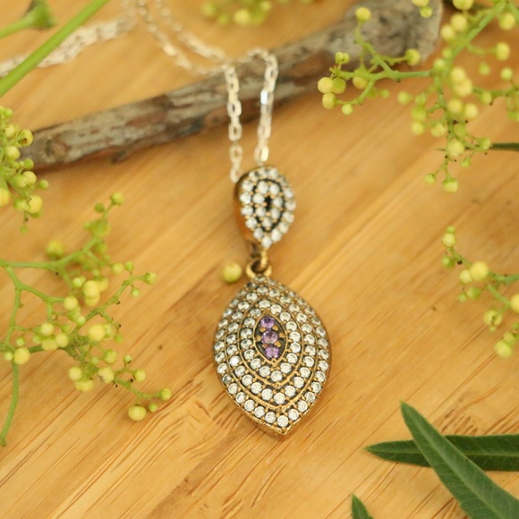 925 Sterling Silver Topaz Stones pendant - Picture 2 of 5